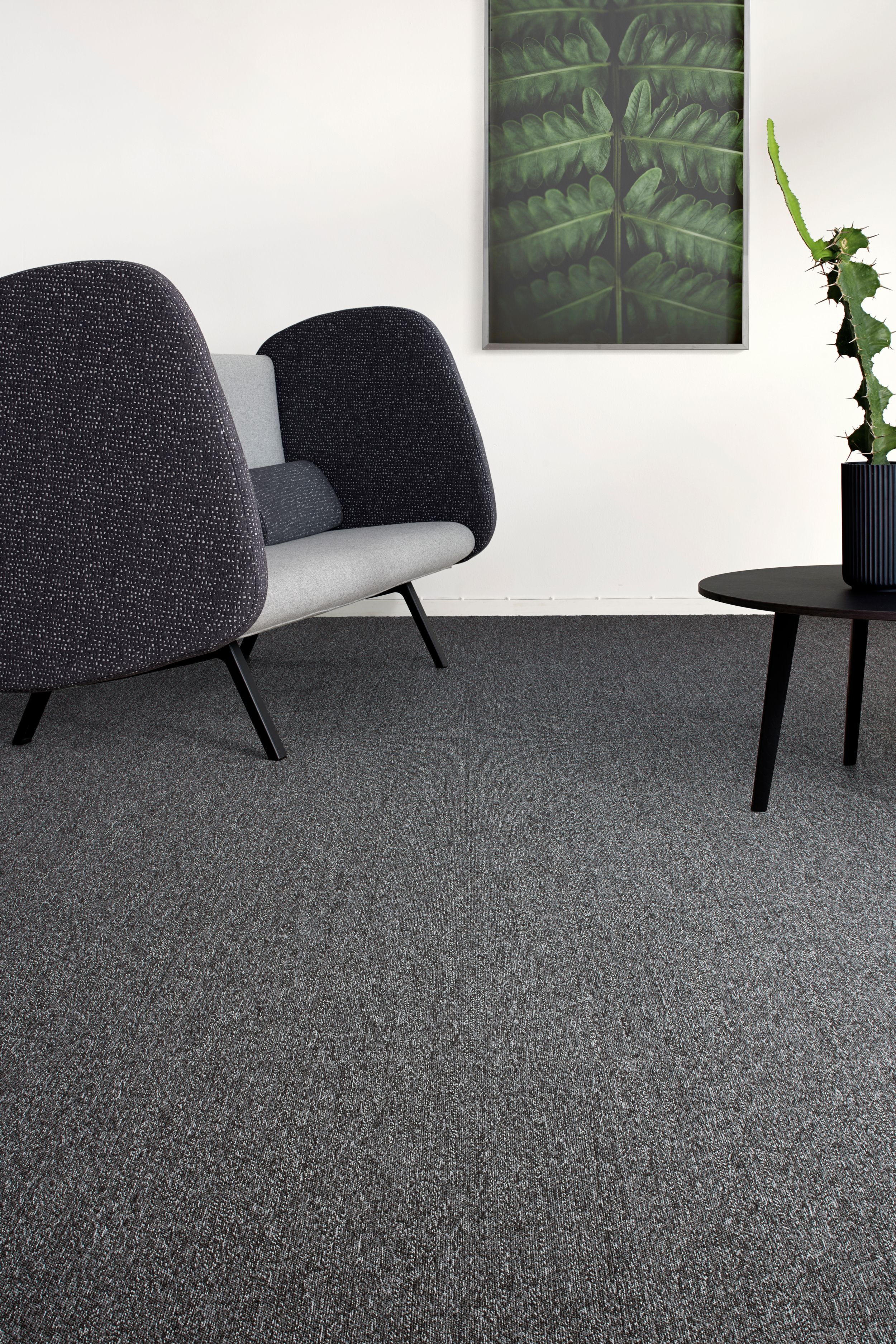 Interface Twist & Shine Micro carpet tile in seating area with cactus image number 6